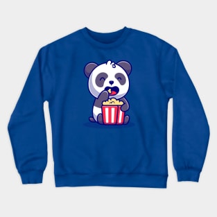 Cute Panda Eating Popcorn Crewneck Sweatshirt